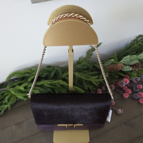 Donna Karen Haircalf & Lamb Leather Shoulder Bag - NWT- Burgandy - Picture 4 of 11